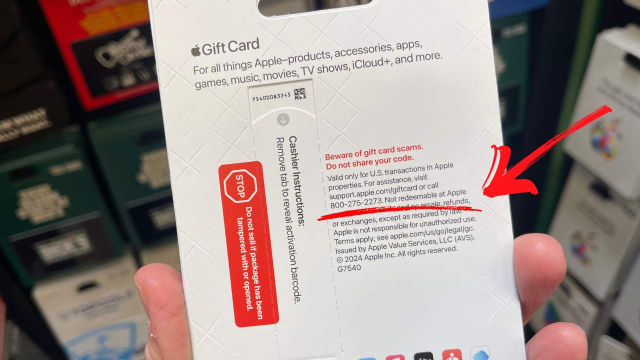 Back of Apple Gift Card