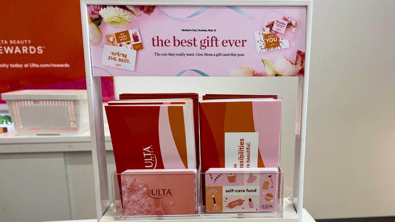 Ulta gift cards on display rack