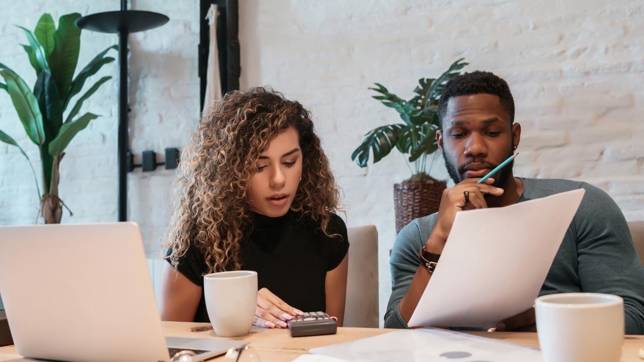 couple working on a budget together